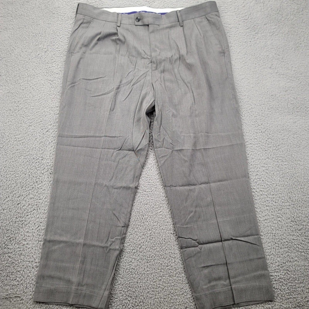 Alan Flusser Pants Mens 38x30 Gray Pleated Straight Classic Golf‎ Chino Mid Rise